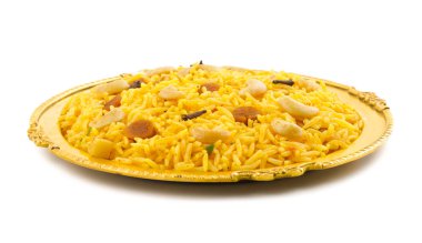 Hint mutfağı Pulav, Vejetaryen Biryani, Vejetaryen Pulav, Sebze Pulav, Biryani veya Sebze Pilav olarak da bilinir.