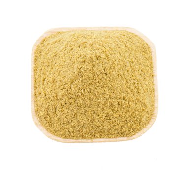 Kişniş tozu veya Dhaniya Tozu Beyaz Arkaplanda izole edildi