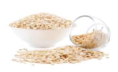 Kabuklu Beyaz Karpuz Tohumları Beyaz Arkaplanda İzole Edildi