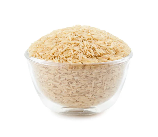 Zdravé Hnědá Rýže Izolovaných Bílém Pozadí — Stock fotografie