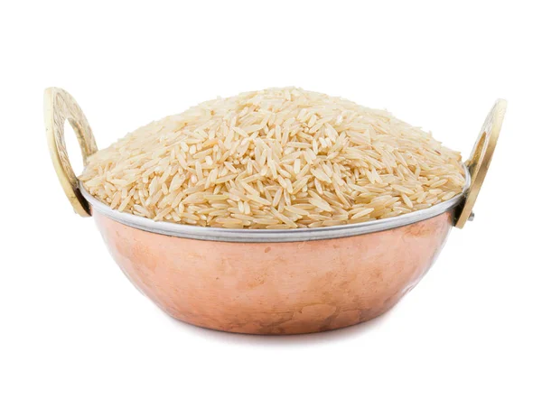 Arroz Marrón Sano Aislado Sobre Fondo Blanco — Foto de Stock