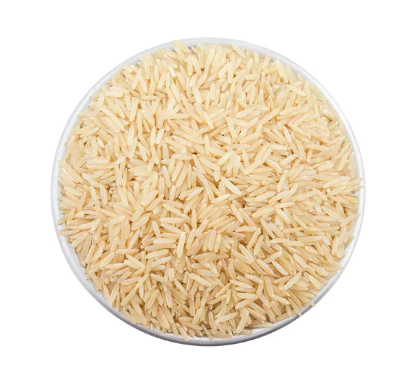 Arroz Castanho Saudável Isolado Fundo Branco — Fotografia de Stock