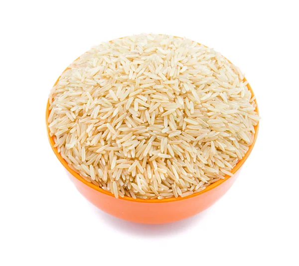 Здоровый Коричневый Рис Изолированный Белом Фоне — стоковое фото