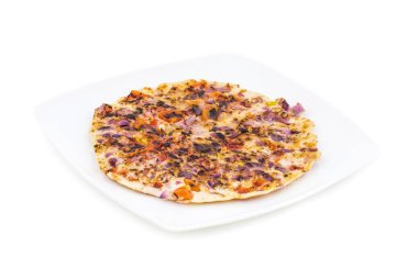 Bir popüler Güney Hint lezzetli baharatlı kahvaltı Snack servis Hindistan cevizi Hint turşusu, domates sosu ve Sambar ile Güney Hint Gıda Uttapam de biliyorum olarak ooththappam, Rava Uttapam, Uttapa veya Uthappa olduğunu