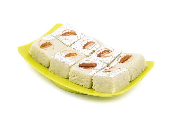 Indian Sweet Food Badam Barfi Also Know Mithai Barfee Mawa — Stock Photo, Image