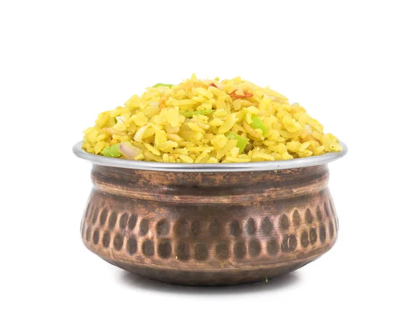 Ινδικό Πρωινό Πιάτο Poha Επίσης Γνωστό Pohe Aalu Poha Αποτελείται — Φωτογραφία Αρχείου