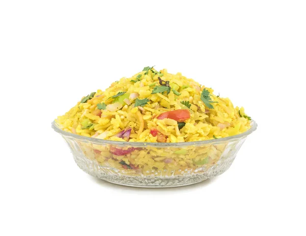 Indian Breakfast Dish Poha Também Conhecido Como Pohe Aalu Poha — Fotografia de Stock