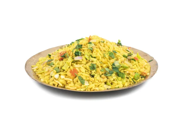 Indische Ontbijt Schotel Poha Ook Bekend Als Pohe Aalu Poha — Stockfoto