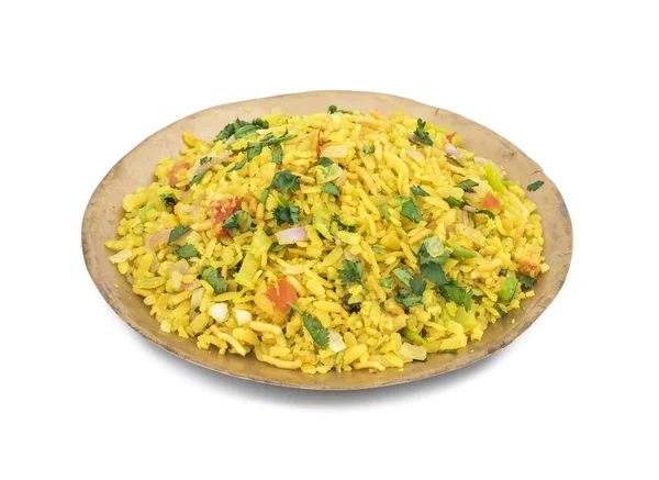 Indian Breakfast Dish Poha Also Know Pohe Aalu Poha Made — Stock Photo, Image