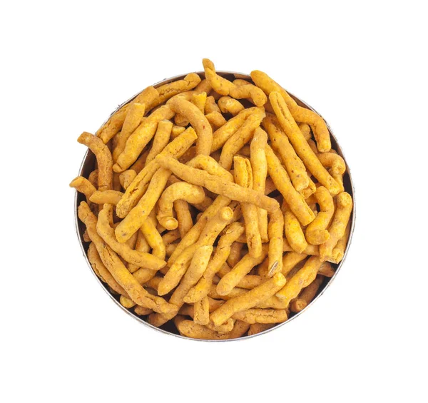 Sev Petisco Indiano Popular Que Consiste Pequenos Pedaços Macarrão Crocante — Fotografia de Stock