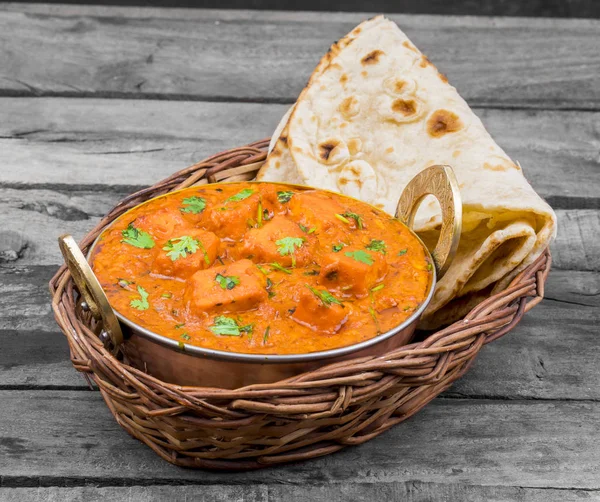 Indian Delicious Cuisine Paneer Tikka Masala Tandoori Chapati Also Called — Stock Photo, Image