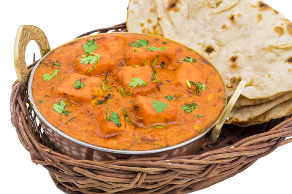 Indian Delicious Cuisine Paneer Tikka Masala Com Tandoori Chapati Também — Fotografia de Stock