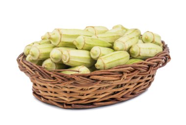 Yeşil bamya sebze veya Bayan parmak, beyaz arka plan üzerinde Bhindi izole