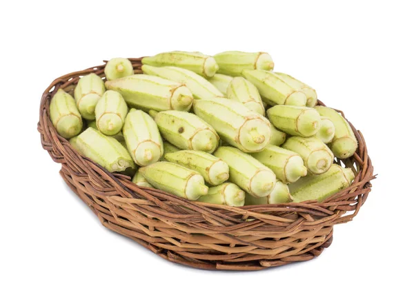 Yeşil bamya sebze veya Bayan parmak, beyaz arka plan üzerinde Bhindi izole