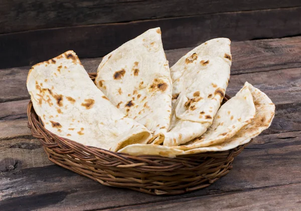 Cozinha Indiana Tandoori Roti Servido Cesta Também Chamado Chapati Pão — Fotografia de Stock