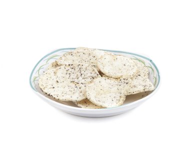 Hint baharatlı patates cipsi de biliyorum Aloo Papri, Aloo Papdi, Alu Papdi, gofret ve Aloo beyaz arka plan üzerinde izole cips