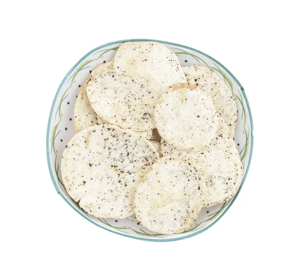 Hint baharatlı patates cipsi de biliyorum Aloo Papri, Aloo Papdi, Alu Papdi, gofret ve Aloo beyaz arka plan üzerinde izole cips