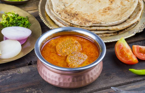 Cozinha Tradicional Indiana Gatta Curry Também Chamado Gatte Sabji Besan — Fotografia de Stock