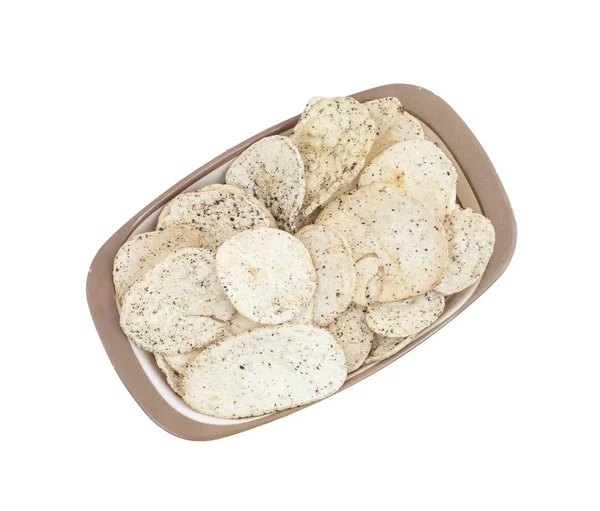 Hint baharatlı patates cipsi de biliyorum Aloo Papri, Aloo Papdi, Alu Papdi, gofret ve Aloo beyaz arka plan üzerinde izole cips