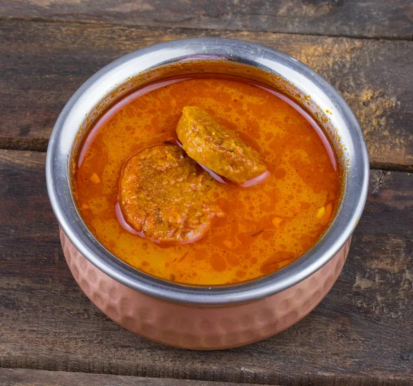 Cuisine Traditionnelle Indienne Gatta Curry Aussi Appelé Gatte Sabji Besan — Photo