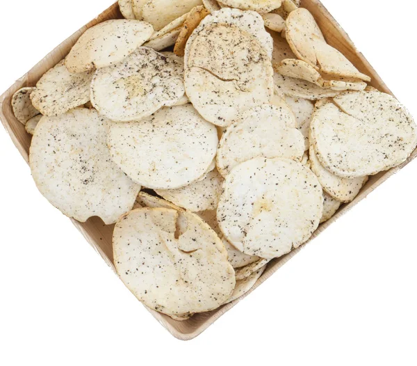 Hint baharatlı patates cipsi de biliyorum Aloo Papri, Aloo Papdi, Alu Papdi, gofret ve Aloo beyaz arka plan üzerinde izole cips