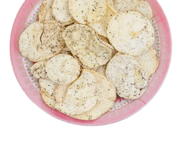 Hint baharatlı patates cipsi de biliyorum Aloo Papri, Aloo Papdi, Alu Papdi, gofret ve Aloo beyaz arka plan üzerinde izole cips