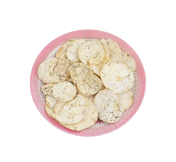 Hint baharatlı patates cipsi de biliyorum Aloo Papri, Aloo Papdi, Alu Papdi, gofret ve Aloo beyaz arka plan üzerinde izole cips