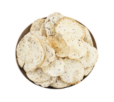 Hint baharatlı patates cipsi de biliyorum Aloo Papri, Aloo Papdi, Alu Papdi, gofret ve Aloo beyaz arka plan üzerinde izole cips