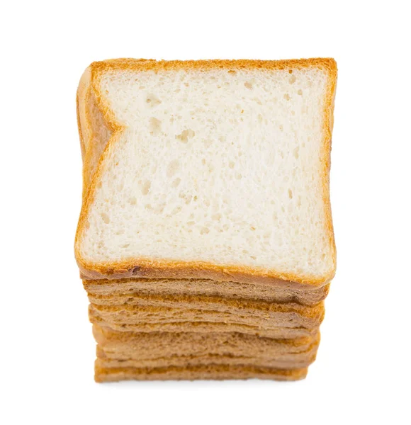 Haldy Naskládané Plátky Chleba Izolovaných Bílém Pozadí — Stock fotografie