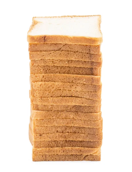 Sterty Ułożone Plasterkach Chleba Białym Tle Białym Tle — Zdjęcie stockowe
