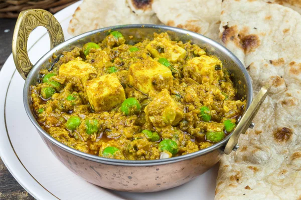 Indische Keuken Mattar Paneer Een Vegetarische Noord Indiase Schotel Bestaande — Stockfoto