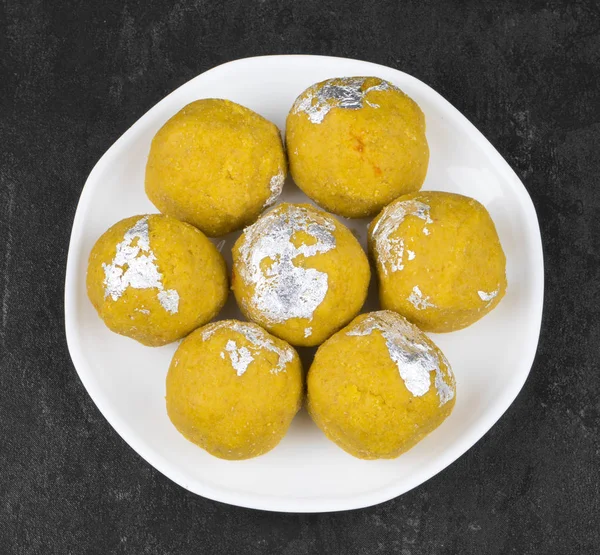 Besan Laddu Indian Traditional Sweet Food Também Conhecido Como Laddoos — Fotografia de Stock