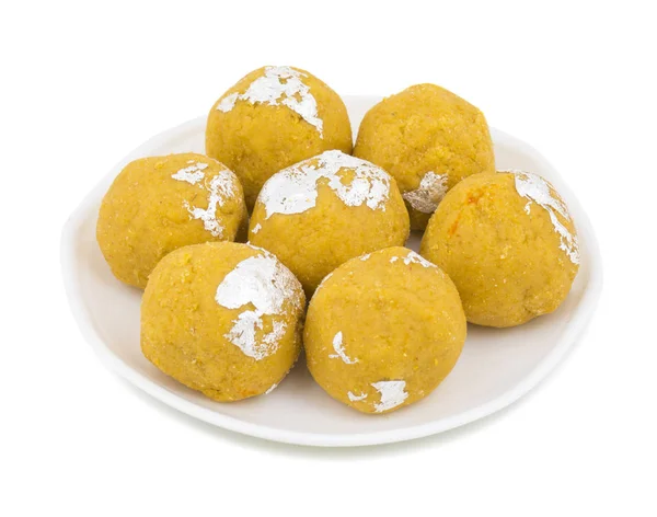 Besan Laddu Indian Traditional Sweet Food Também Conhecido Como Laddoos — Fotografia de Stock