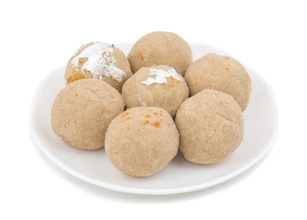 Gehu Laddu インド伝統的な甘い食べ物として知っている小麦 Laddu Laddoos Laddoo Ladoo Laddo インドのお祭りで Ball — ストック写真