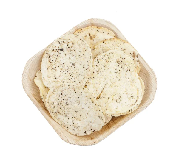 Hint baharatlı patates cipsi de biliyorum Aloo Papri, Aloo Papdi, Alu Papdi, gofret ve Aloo beyaz arka plan üzerinde izole cips