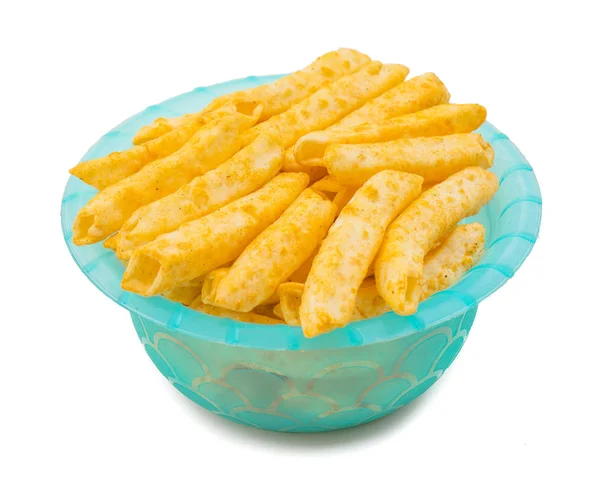 Delicioso Lanche Batatas Fritas Levemente Picado Isolado Fundo Branco — Fotografia de Stock