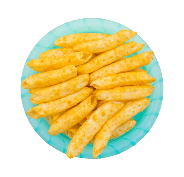 Delicioso Snack Papas Fritas Ligeramente Especiadas Aislado Sobre Fondo Blanco —  Fotos de Stock