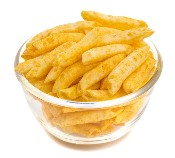 Delicioso Snack Papas Fritas Ligeramente Especiadas Aislado Sobre Fondo Blanco — Foto de Stock