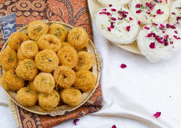 Indian Traditional Sweet Food Desi Ghee Ki Pheni Also Know as Sutarfeni, Firni, Seviyan, Laccha, Feni or Fini maid from maida, Sugar and Flavor
