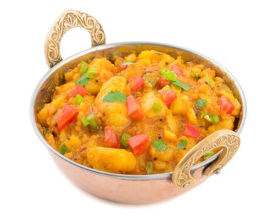 Hint mutfağı baharatlı patates kızartması, patates kızartması, köri, Aloo Masala ya da Alu Masala olarak da bilinir.