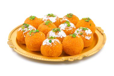 Indian Sweet Motichoor laddoo Also Know as Bundi Laddu or Motichur Laddoo Are Made of Very Small Gram Flour Balls or Boondis Which Are Deep Fried clipart