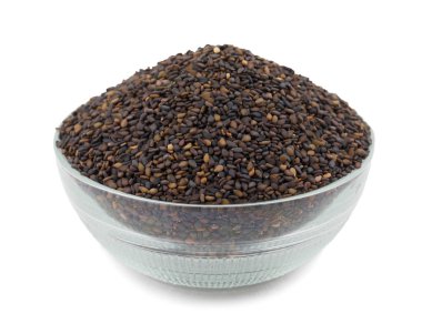 Siyah Susam Tohumları Beyaz Arkaplanda İzole Edilene Kadar Bilinir