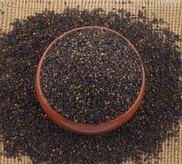 Black Seesame Seeds Znane Również Jako Til Lub Black Til — Zdjęcie stockowe