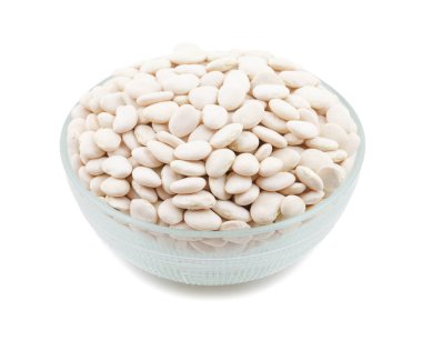 Beyaz Arkaplanda Tereyağlı Fasulye veya Val Fasulyeleri İzole Edildi