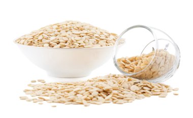 Kabuklu Beyaz Karpuz Tohumları Beyaz Arkaplanda İzole Edildi