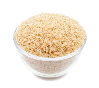 Sağlıklı Taze Kahverengi Pirinç Beyaz Arkaplanda İzole Edildi