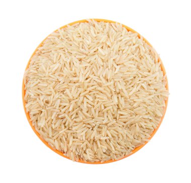 Sağlıklı Taze Kahverengi Pirinç Beyaz Arkaplanda İzole Edildi