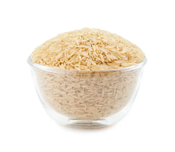 Healthy Fresh Brown Rice Isolated White Background — Stock Photo, Image