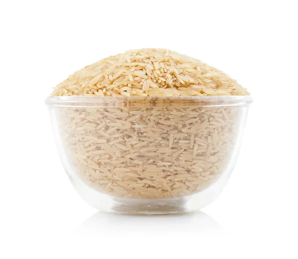 Healthy Fresh Brown Rice Isolated White Background — Stock Photo, Image