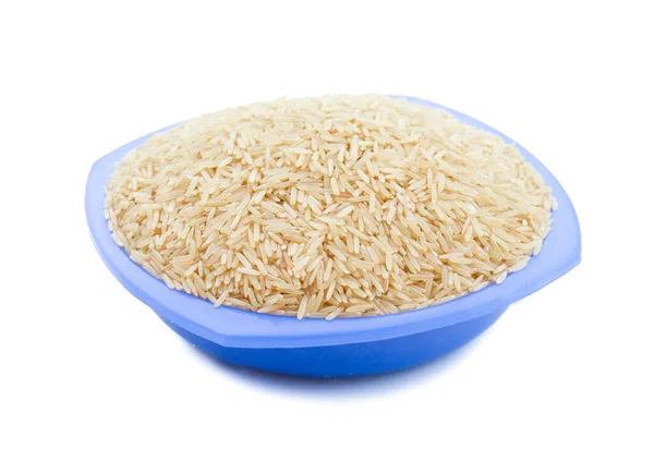 Healthy Fresh Brown Rice Isolated White Background — Stock Photo, Image